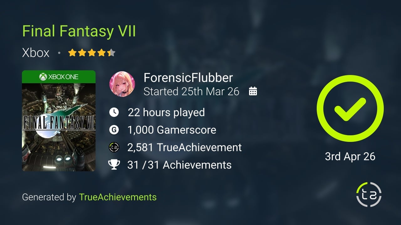 Final Fantasy VII achievement summary